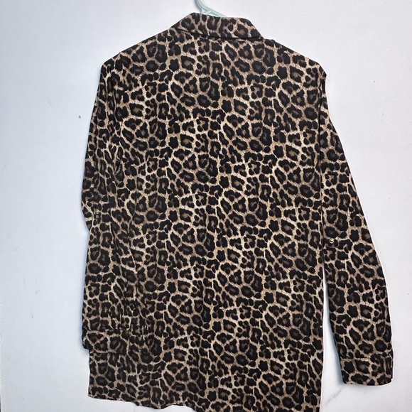 MICHAEL Michael Kors Leopard Print Zip Up Blouse - Picture 2 of 6